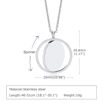 Religious Christian Cross/Freemasonry/Mountain Forest Jewelry 25mm Stainless Steel Round ID Tag Spinner Pendant Necklaces,Hiking Camping Lover Gift - style: Black-Om Aum Symbol