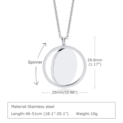 Religious Christian Cross/Freemasonry/Mountain Forest Jewelry 25mm Stainless Steel Round ID Tag Spinner Pendant Necklaces,Hiking Camping Lover Gift - style: Blue-Allah Symbol B