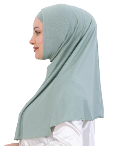 Prien Instant Hijab For Women, Muslim Long Scarf, Undercap Turban Set, Turkish Islamic Clothing, Prayer Clothes For Abaya - color: Light Green