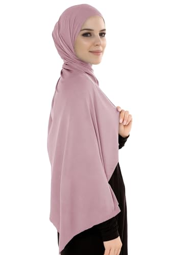 Lina & Lily Breathable Premium Modal Woven Hijab Head Scarf Shawl Wrap for Muslim Women Lightweight - color: Dusty Pink