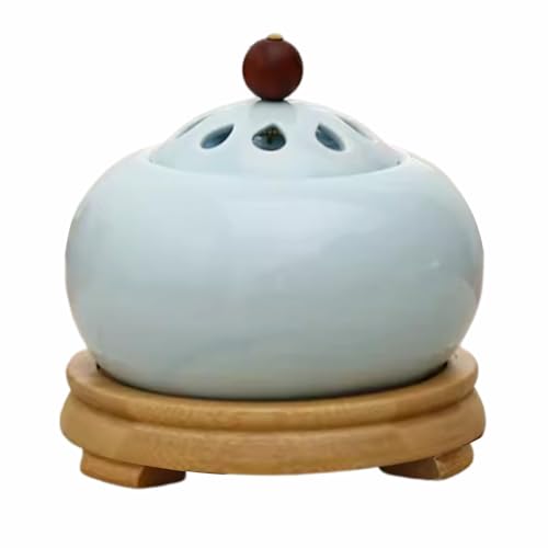 Electric Resin Burner with Timing,Ceramic Electric Incense Burner,Bakhoor Burner Censer 110 V for Home Porch,Patio,Garden,Office,Yoga, Living Room, Meditation Room (Blue) - color: Blue