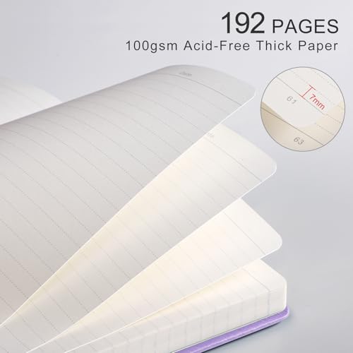 Lined Journal Notebook for Women Men, 192 Pages 100GSM Journals, A5 Hardcover Journaling, Leather Note Book for Writing, Travel, Business, Office, School, Prayer 5.7 x 8.3, (Light Purple) - color: Light Purple, style: Lined