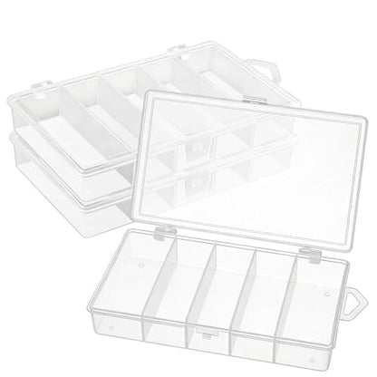 3 Pack 5-Grid Clear Plastic Fishing Tackle Accessory Box Fishing Tackle Storage Fishing Lure Bait Hooks Storage Box, 7x4.3x1.2inch
