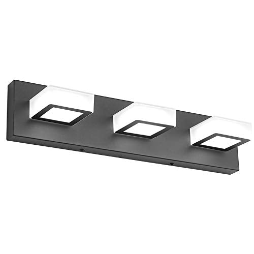 Ralbay LED Modern Black Bathroom Vanity Lights 3 Lights Acrylic Modern Black Bathroom Wall Lighting Fixtures - color: Black-White light, size: 20 inch