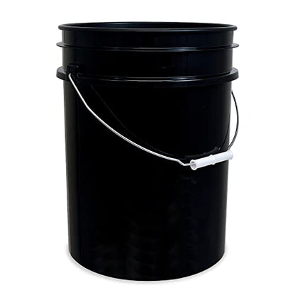 5 Gallon Bucket - Food Grade Bucket BPA-Free, Black,12 Pack | Metal Handle Grip, Heavy-Duty 90 Mil HDPE Plastic Pail, Food Safe Stackable Utility Container, Lid Not Included, Made in USA - color: Black, size: 12 Packs