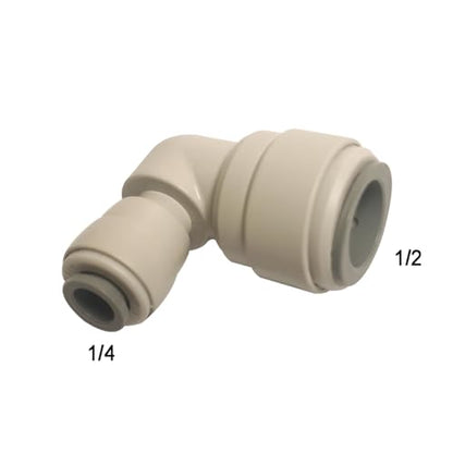 Reducing Elbow Union Quick Connector 1/2" to 1/4" O.D. Tube Fitting, push to connect for RO water filter system,5pcs. - style: 1/2 to 1/4 o.d. elbow union