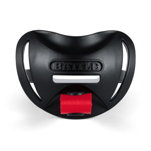 Battle Sports Speedtab F7 Football Mouthguard, Black | No-boil design ready to use out of the package, Braces compatible, Pull tab finger strap for quick removal, Secure fit - color: Black