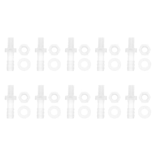 Plastic Hose Barb Fitting 5/16" M8 Male Thread Straight Pipe Connector with Nuts Gaskets Clear 1 Set