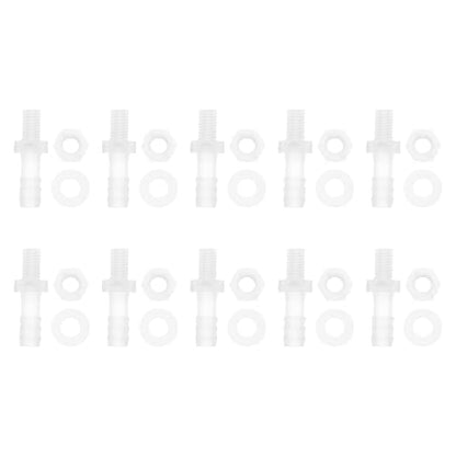 Plastic Hose Barb Fitting 5/16" M8 Male Thread Straight Pipe Connector with Nuts Gaskets Clear 1 Set