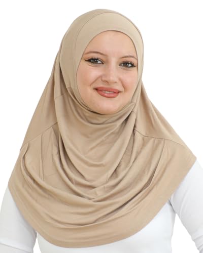Prien Plain Ready To Wear Hijab for Women, Muslim Instant Turbans, Soft Jersey Scarf, Islamic Clothes, Long Hijabs, Abaya - color: Mink