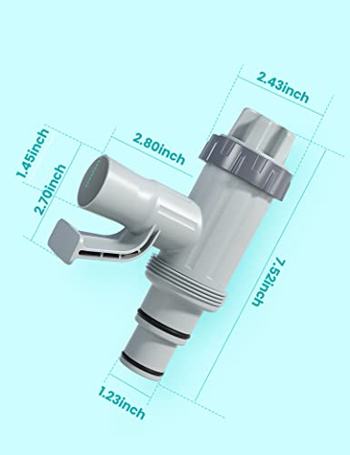 【Patented】 Plunger Valve for Above Ground Swimming Pool, Pool Replacement Parts with On-Off Valve, Pool Hose Adapter and Pool Pipe Holder, Pool Pump Parts, Above Ground Pool Accessories - style: Round Top 1 PACK
