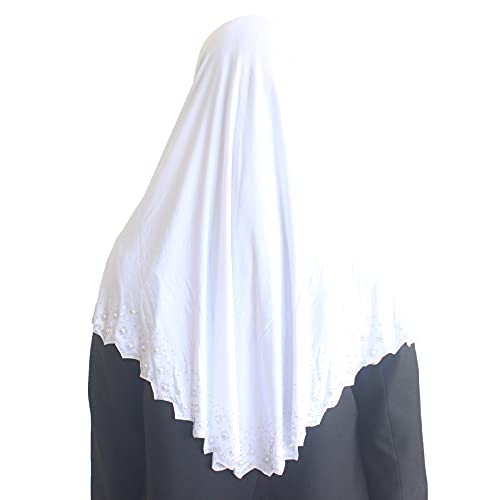 Instant Hijab Scarf for Women Muslim Women Clothing Headscarf for Girls with Czech Rhinestone - color: White