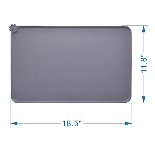 Guardians Silicone Dog Cat Bowl Mat, Non Slip Pet Feeding Mat, Waterproof, Grey, 18.5"x11.8" - color: Grey, size: 18.5"x11.8"
