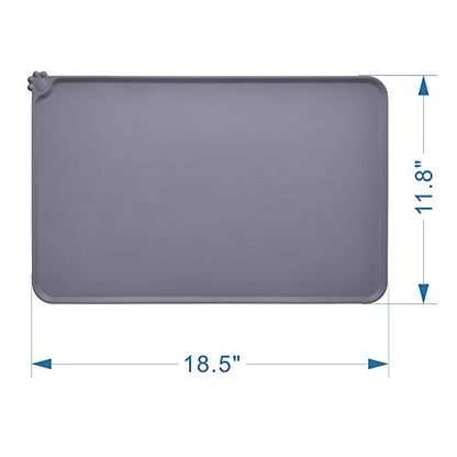 Guardians Silicone Dog Cat Bowl Mat, Non Slip Pet Feeding Mat, Waterproof, Grey, 18.5"x11.8" - color: Grey, size: 18.5"x11.8"