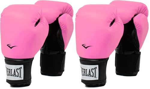 Everlast Prostyle 2 Boxing Gloves, Entry Level Training Gloves for Men and Women, Secure Fit Hook and Loop Closure & Ventilation, Heavy Bag & Speedbag Training - color: Pink, size: 12 oz (Pack of 2)