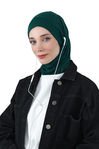 Aisha's Design Practical Cotton Bonnet with Built-In Neck Cover and Ear Access - color: Green