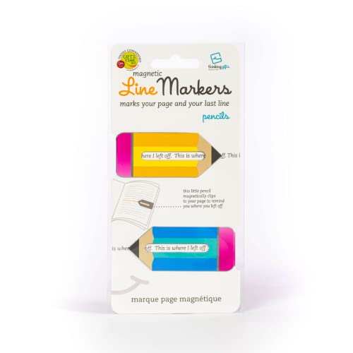 Gifts for Readers & Writers Linemarker Magnetic Bookmarks for Women & Men Pencils, Set of 2 Magnet Bookmark Clips, Magnetic Page Holder & Book Marker for Reading with Cute Bookmarks Design for Kids - color: Pencils