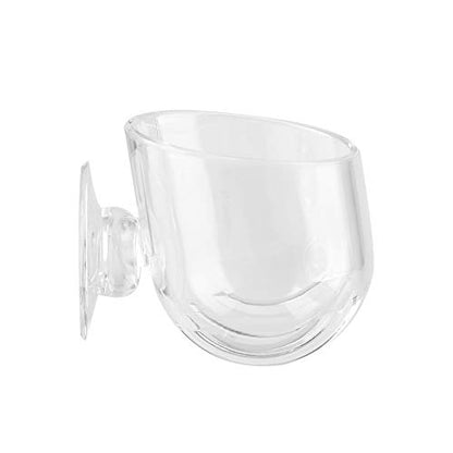 Transparent Acrylic Fish Feeding Cup, Hole Design Prevents Food Spreading, with Powerful Sucker for Freshwater and Saltwater Aquarium