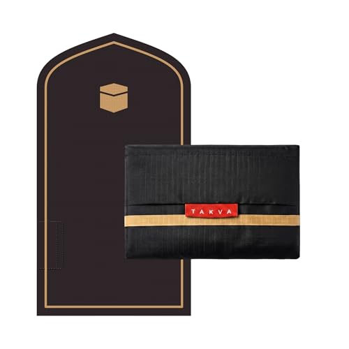 TAKVA The Pocket Sejadah™ | Portable Foldable Travel Prayer Mat, Waterproof, Ramadan/Eid Gift, Perfect Muslim Gift, Pocket Size (Design in Japan, Made in Turkey) - color: Black