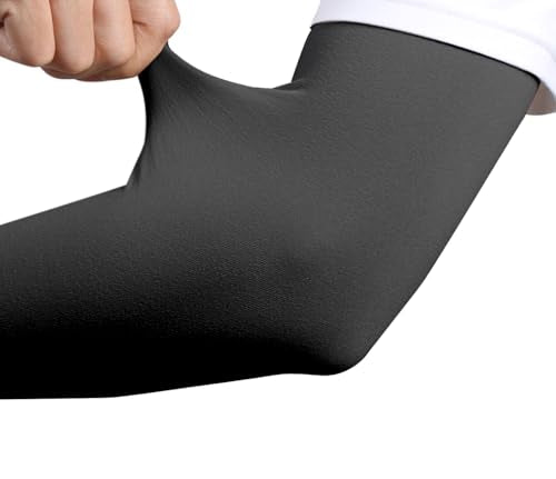 TZ Promise Women Men Sun UV Protection Arm Sleeves, Cooling Compression Arm Cover for Sports - color: Black