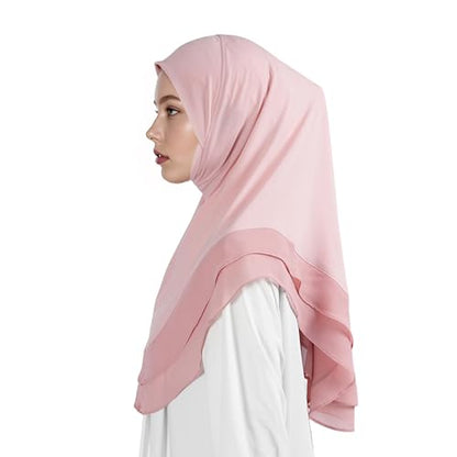 Hijab for Women Muslim Patterned Headscarf Arabian Headscarf Islamic Khimar Prayer Cloth Hijab Scarf for Women - color: Pink