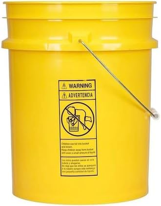5 Gallon Food Grade Plastic Bucket with Air Tight Screw on Lid Made in USA Container (Yellow Bucket with Aqua Lid) - color: Yellow Bucket With Aqua Lid