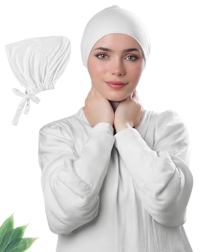 NAJD - Jersey Hijab UnderScarf for Women Stretchy, Hijab UnderCap Non Slip, Under Scarf Cap with Tie-Back Closure for Women