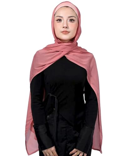 Modal Cotton Hijab Scarf for Women with Undercap Set - color: Deep Pink