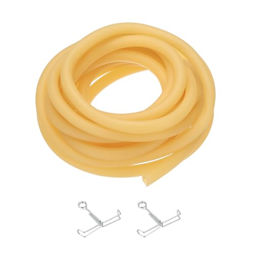 PATIKIL Rubber Tubing, 5mmx10mmx5m Tubing Tube with Hose Clamps, Soft Hose Line Pipe for Multipurpose Industrial Aquarium, Yellow - size: 5mmx10mmx5m