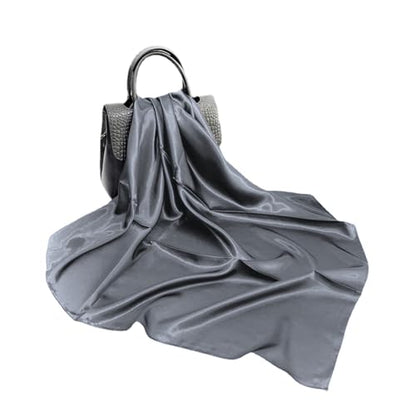 Elegant Satin Jersey Muslim Hijab Scarf Square Soft Head Wrap Scarves Shawl for Women Girls - color: Dark Grey(90*90cm)