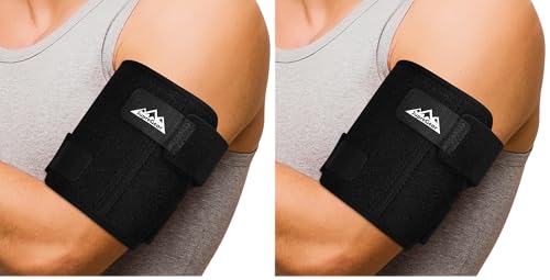 supregear Bicep Tendonitis Brace Compression Sleeve Support, Comfortable Upper Arm Tricep & Bicep Support Brace for Pain Relief, Muscle Strains and Inflammation (Black, M) (Pack of 2) - size: Medium (Pack of 2)