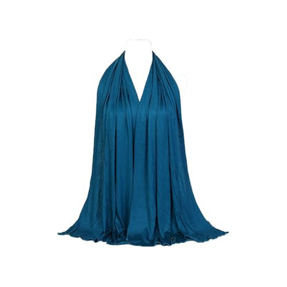 Non-see-through Premium Jersey Maxi Hijab Head Scarf Wrap for Muslim Women - color: Dark Cyan