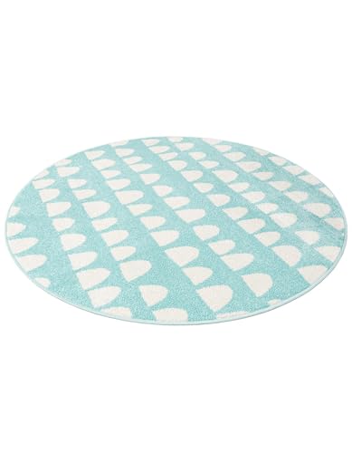 Rugs.com Whimsy Kids Collection Rug – 5 Ft Round Clear Blue Medium-Pile Rug Perfect for Kitchens, Dining Rooms - color: Clear Blue, size: 5' Round