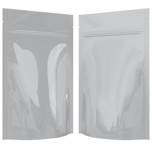 Mylar Style Barrier Bags – Zipper w/Heat Seal – 100 Bags (Gloss White/Gloss White, 1/4 Ounce - 4?x6.5?x1.78?) - color: Gloss White / Gloss White, size: 4x6.5x1.78 Inch (Pack of 100)