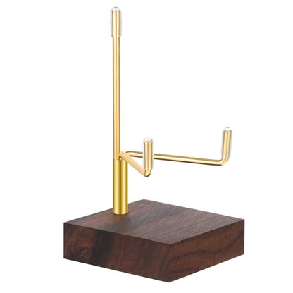 Xthrotsenk Walnut Wood Display Stand with Adjustable Metal Arms Small Display Easel Holder Crystal Displays Stand for Displaying Geodes Seashell Fossil Coral Crystal Rock (2"x2"x3.2") - size: 2 Inch
