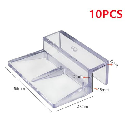 10Pcs Clear Aquarium Glass Cover Support Bracket Holders Glass Cover Clip Support Holder/Fish Tank Brackets Clip Hanger - size: 8MM
