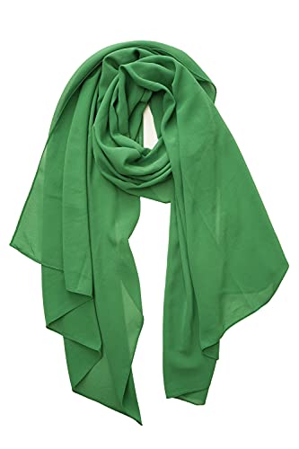 YOUR SMILE for Women Lightweight Breathable Solid Color Soft Chiffon Long Fashion Scarves Sun-proof Shawls Wrap - color: Green