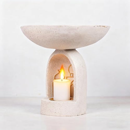 Mosque-Themed Decorative Resin Candlestick, White, Dome-Shaped, Gold-Trimmed - color: Islamic Candlestick Statue