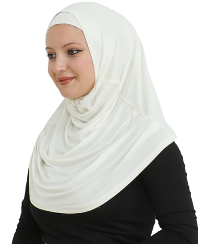 Prien Chic Ready To Wear Hijab For Women, Muslim Long Turban Undercap Set, Instant Scarf, Prayer Clothes For Girls, Abaya - color: Cream