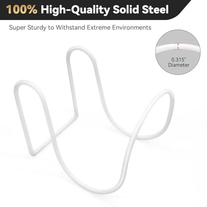 Heavy-Duty Wall Mount Hose Holder, Holds 50-150 FT Hoses, White | Garden Use, Powder-Coated Steel Hose Organizer Outdoor for Expandable, Pocket, Magic Hoses, Reels, or RV Hoses