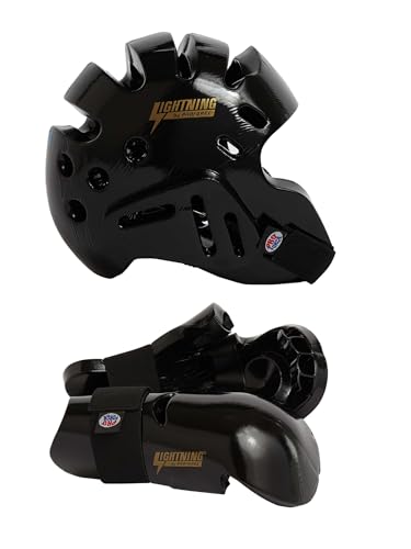 Proforce Lightning Martial Arts Protective Sparring Gear Bundle - Headgear/Gloves - color: Black, size: Adult Large