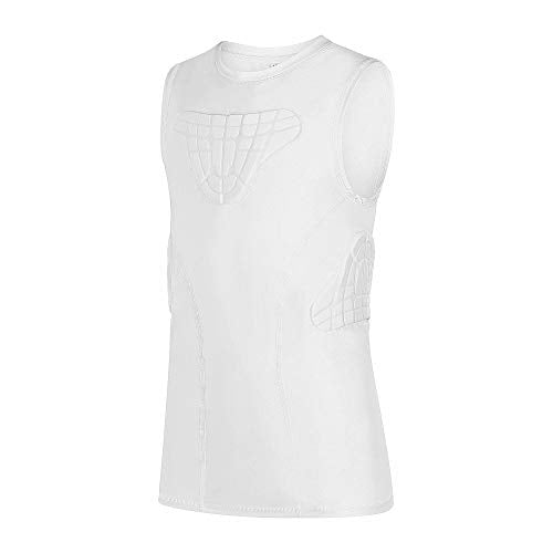 Youth Padded Compression Shirt Vest Rib Chest Protector Football Baseball - color: Padded Vest White, size: Small