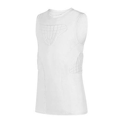 Youth Padded Compression Shirt Vest Rib Chest Protector Football Baseball - color: Padded Vest White, size: Medium