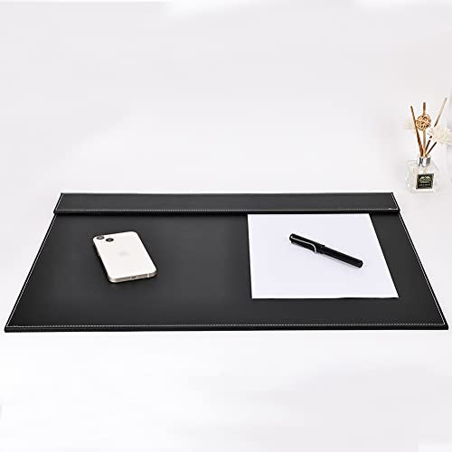Ultra-Smooth PU Leather Desk Pad & Mat Office Desk Drawing & Writing Board A3/ A4 File Paper Clip Table Protector Mat on Top Large 24''x18'' (Black) - color: Black-a005