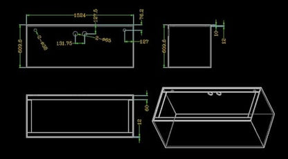 150-3GO 150 Gallon Starfire Aquarium w/Center Overflow 60x24x24 - size: 60x24x24