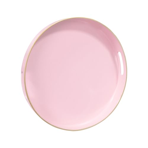 MAONAME 13" Pink Decorative Tray, Plastic Round Serving Tray with Handles - color: Pink, size: 13"
