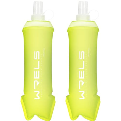 WRELS Running Water Bottle,250ml/350ml/500ml TPU Soft Flask,Collapsible Water Bottles for Hydration Vests and Running Belts Backpack, Soft Water Bottles For Hiking Cycling Climbing - color: Green-500ml*2