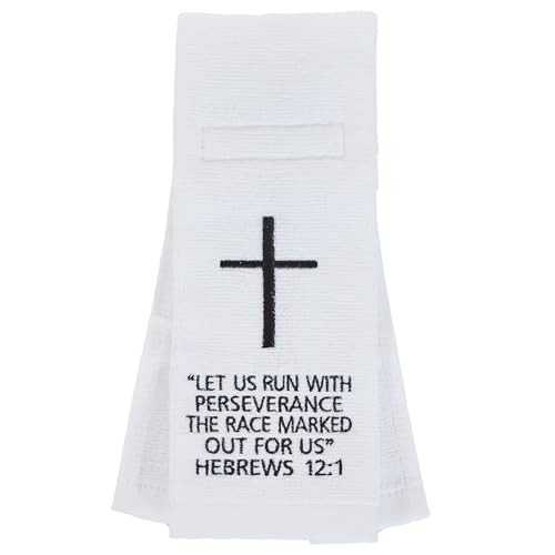 lotoo Christian Cross Football Towel Cotton,White Quarterback Qb Sports Towels,Bible Verse Football Towels for Football Jesus Faith - color: Hebrews 12:1