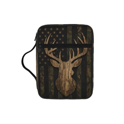 Camouflage Hunting Deer Bible Cover Case with Handle and Zippered Pocket - color: Camouflage Hunting Deer
