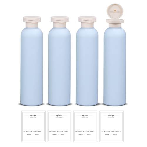 ASEVAT 8.8oz 4pack Refillable Travel Shampoo and Conditioner Bottles, Travel Size containers, Travel Bottle for toiletries, Squeeze Bottles with Flip Cap, Empty Plastic Leak Proof Travel Bottles - color: Blue, size: 8.8oz